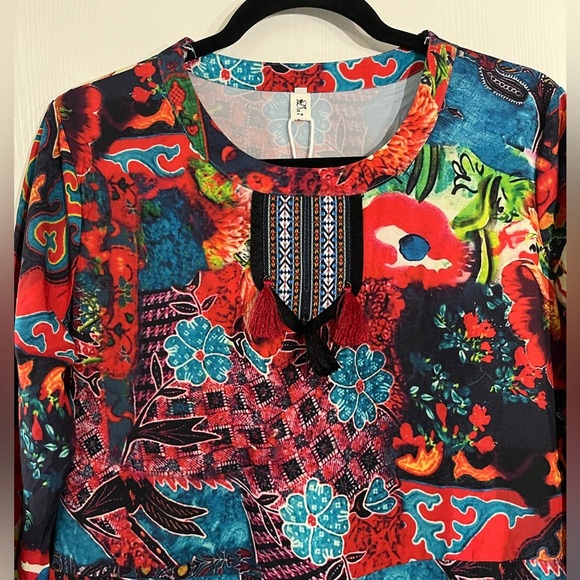 Dai yuan li - Multicolor Floral Long Sleeve Dress - Picture 3 of 8